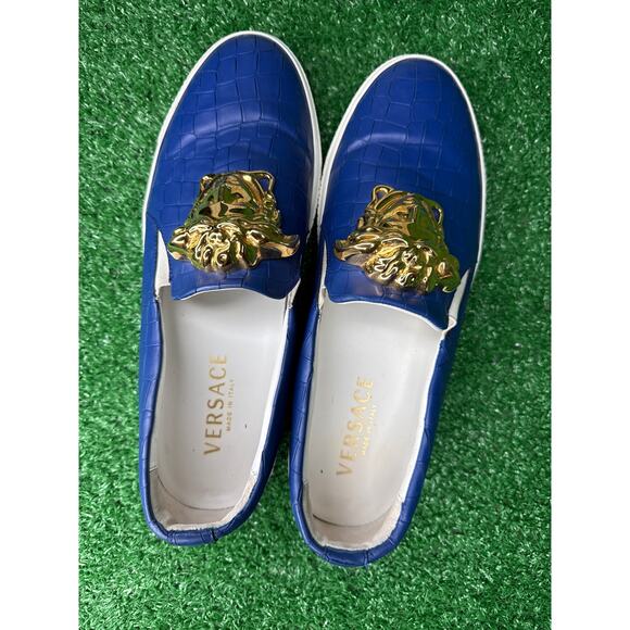VERSACE Blue Croc Medusa Loafers Shoes Mens Size 41 - Picture 7 of 11